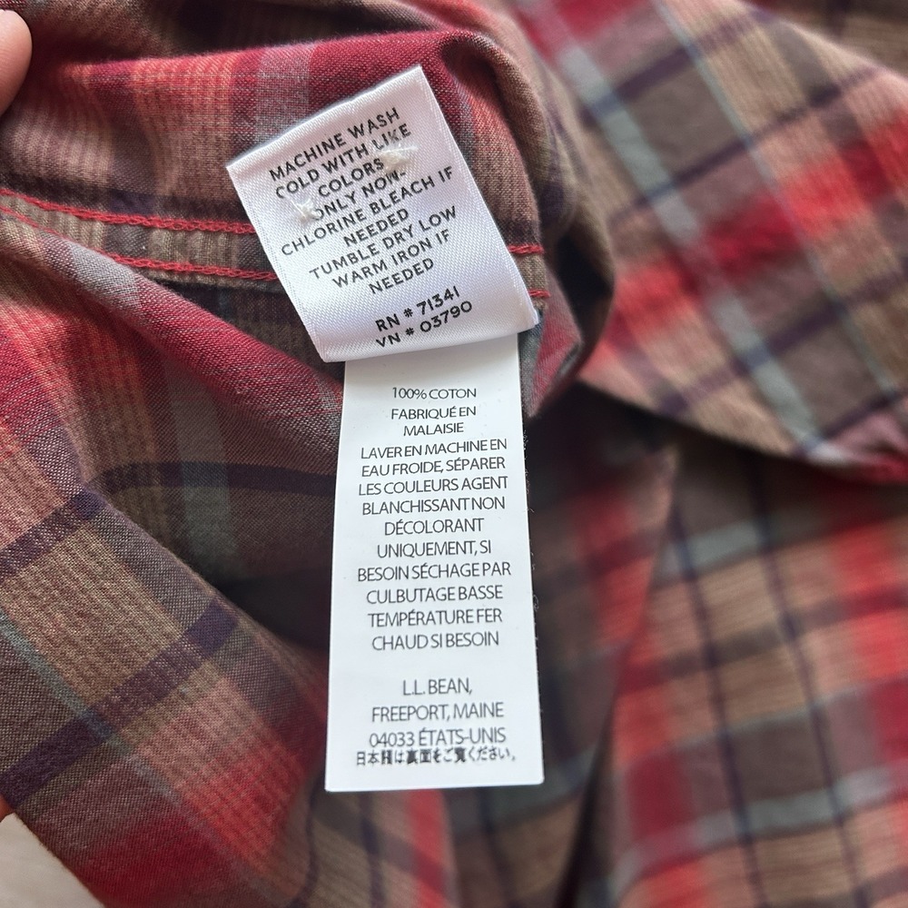 LL Bean Mens Button Down Plaid Double Pocket Shirt Short Sleeve Size XL - Picture 12 of 12